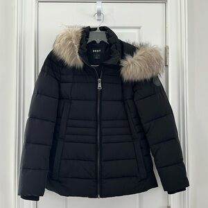 Black Hooded DKNY Bomber Jacket size S